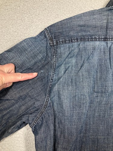 GH Bass Shirt Mens XL Blue Denim Long Sleeve Snap Up Slim Fit Western Workwear - Picture 11 of 15