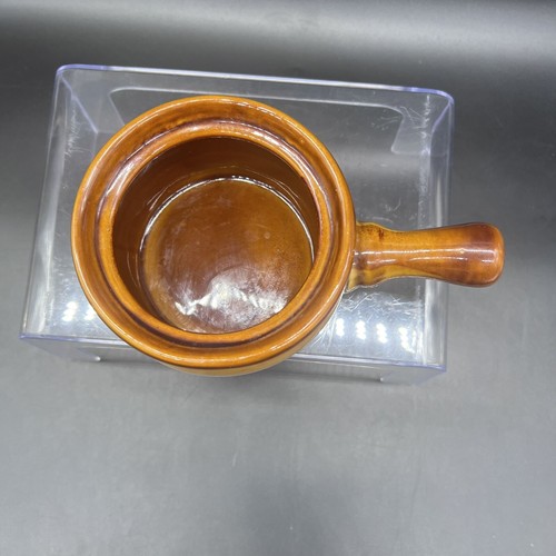 Set Of 2 Pottery Stoneware Crock Bowl, No Lids Handle Glazed Brown 4.5” Diameter - Picture 8 of 18