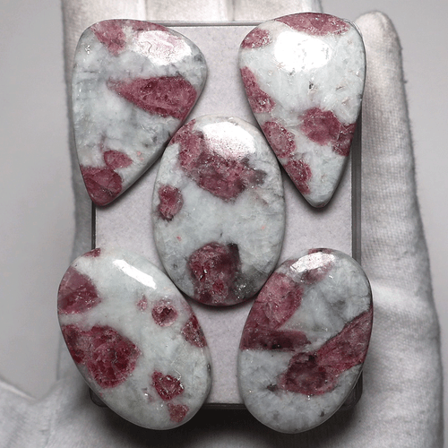 5 Pcs Natural Pink Tourmaline Quartz Hi-Quality 39mm-41mm Cabochon Gemstones Lot - Picture 8 of 13