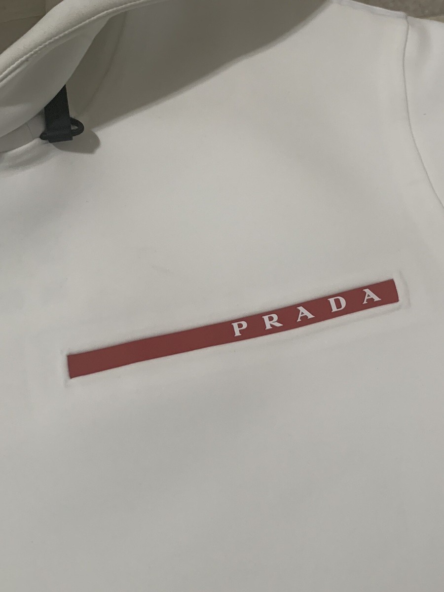 $1750 Prada White Double Jersey Technical Hoodie Size Medium $1750 Prada White Double Jersey Technical Hoodie Size Medium
