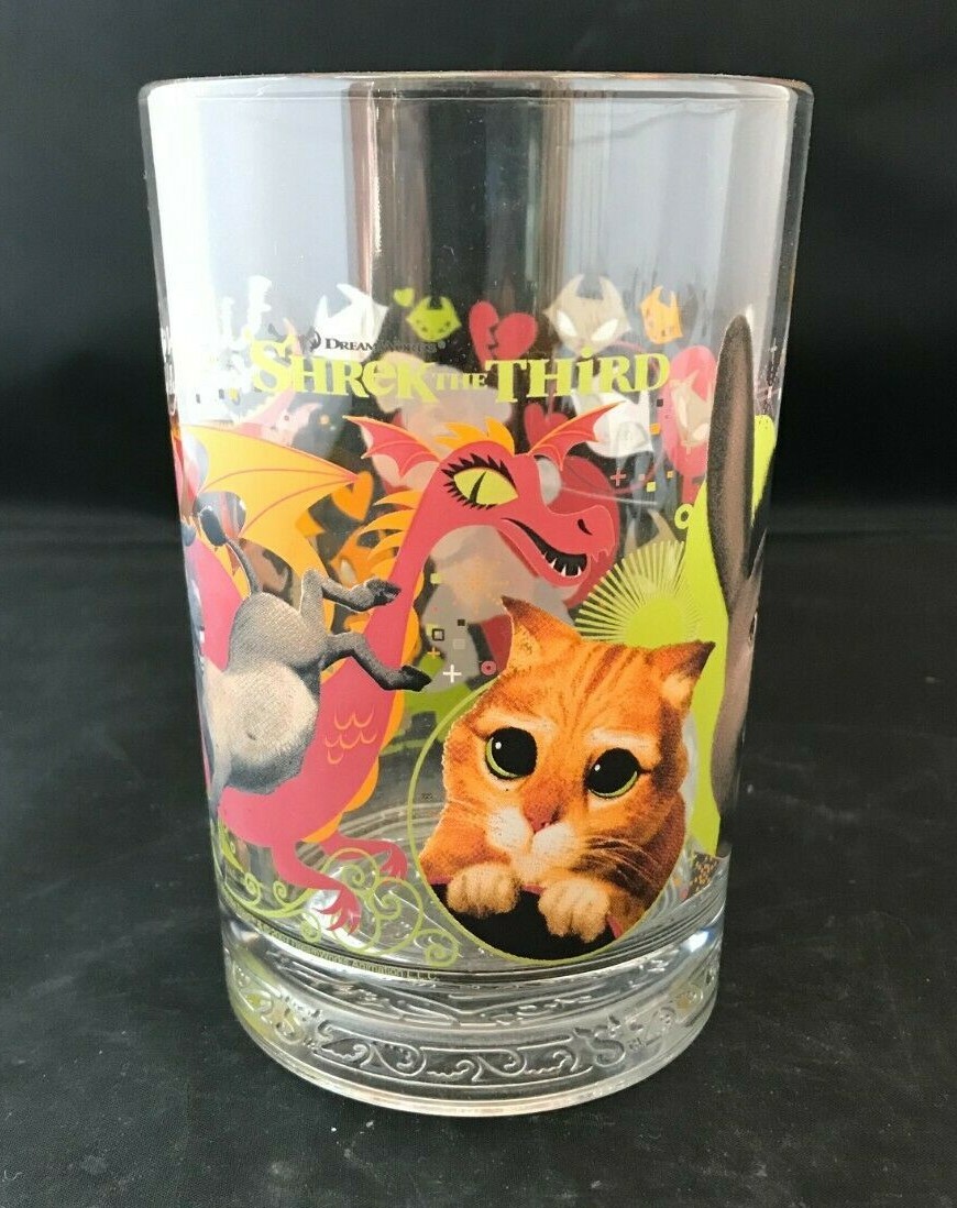 Shrek The Third Collectible McDonald's Glass Tumbler Donkey Puss