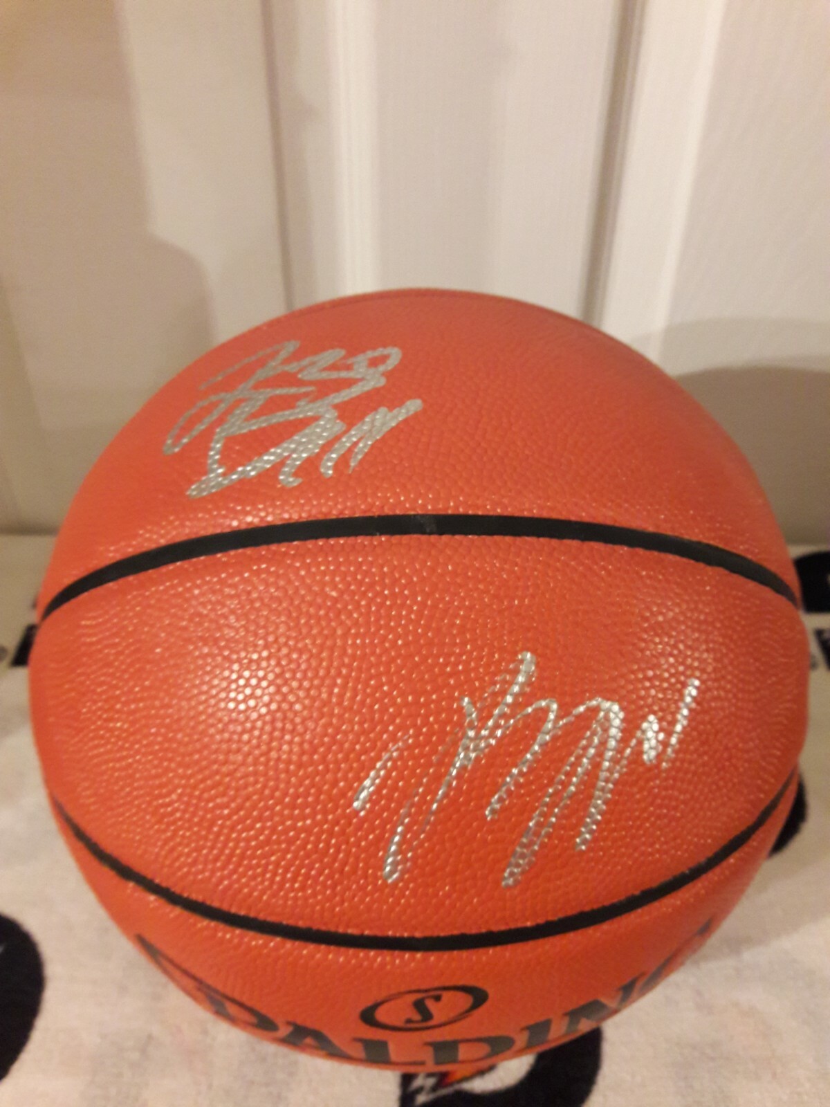 Anthony Davis Autographed Signed New Orleans Pelicans LONZO BALL BRANDON INGRAM DUAL BASKETBALL PSA DNA 