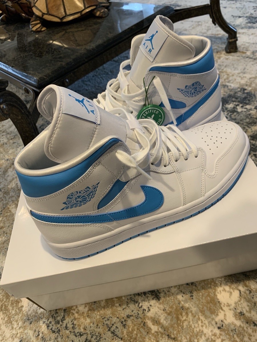 Nike Air Jordan Mid UNC University Blue W12 NEW BONUS Laces! Stained Box