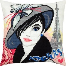 DIY /Tapestry vintage throw pillow cover "PARISIAN" embroidery kit