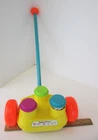 Vintage Fisher Price Happy Whistlers Push Toy Wooden Handle Pop Up People 1976