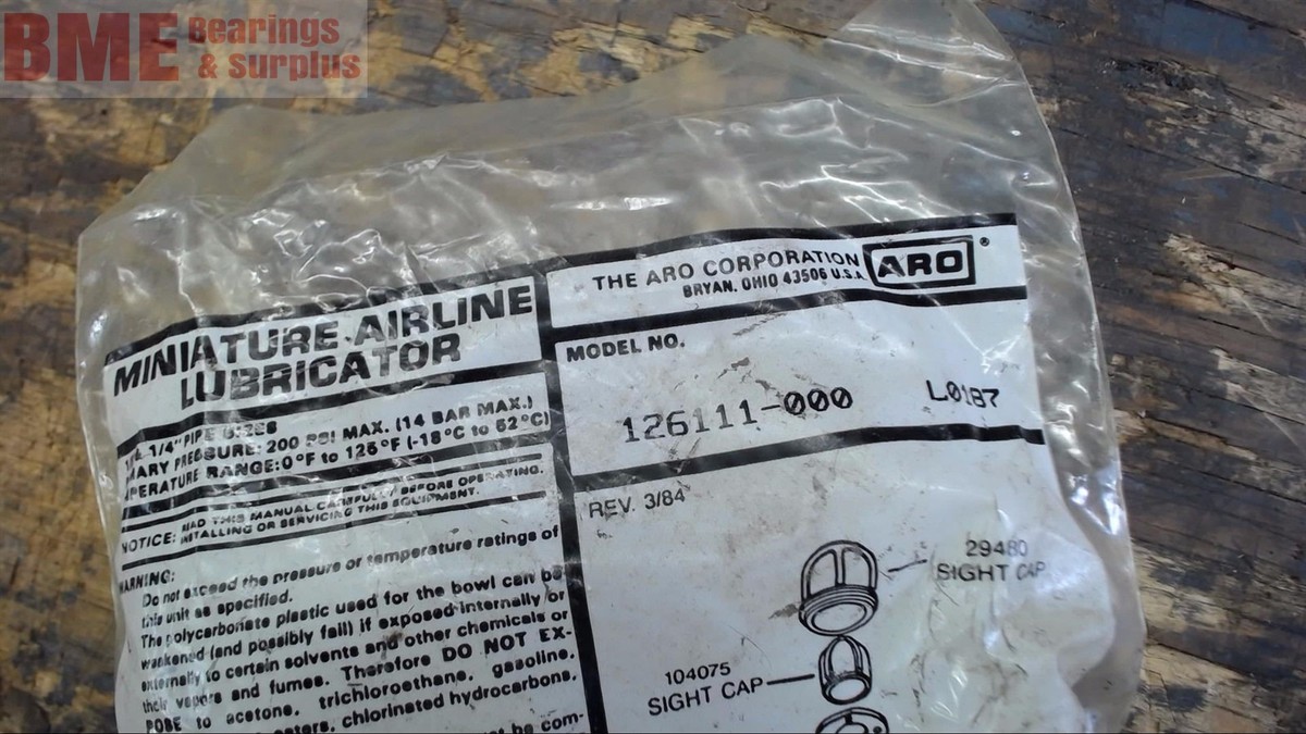 Mini Lubrificateur D'air ARO 126111-000 - Taille 1/8 & 1/4 Pouce, Neuf Dans Son Emballage