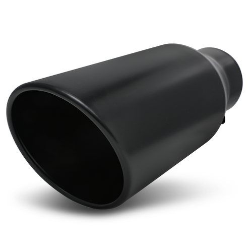 Black 15"Exhaust Pipe Tail End 4"Inlet 6"Outlet Stainless Steel Muffler Roll Tip - Picture 2 of 10