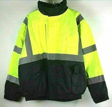 ML Kishigo 9670 Neon Yellow Fleece Lined Bomber Safety Jackey Various Sizes!