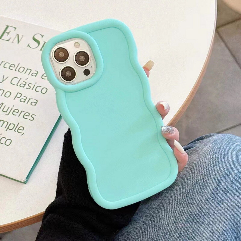 Colorful 2 In 1 Simple Wave Pattern Silicone Shockproof IPhone Case For - Foto 4