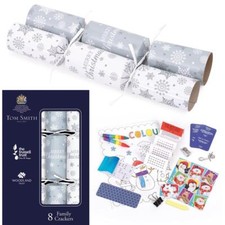 Tom Smith Silver Family 8 Pack 12.5 Inch Crackers - Elegant Festive Christmas