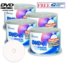 200 SmartBuy White Inkjet Printable DVD R DL 8X 8.5GB Dual Layer Recordable Disc