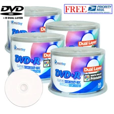 200 SmartBuy White Inkjet Printable DVD+R DL 8X 8.5GB Dual Layer Recordable Disc