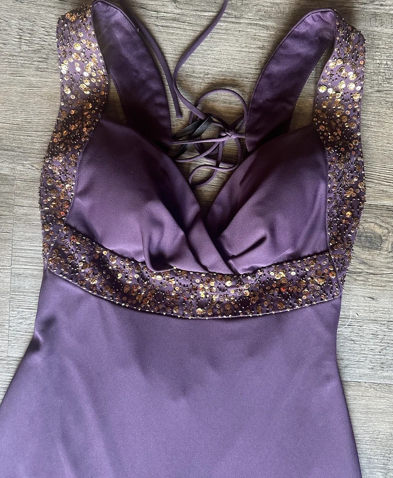 Vestido Granero Colección Largo Formal Púrpura Talla 8 Estilo Elegante Lentejuelas Para Fiesta Foto 2 de 4
