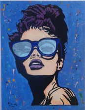 Diva Celebrity Poster Style Original Pop Art Acrylic Painting 18x24 on Canvas