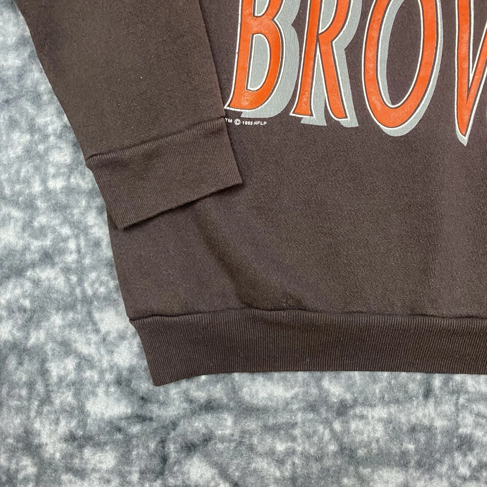 1992 Logo 7 Cleveland Browns Crewneck Mens Size L Vintage 3D Spell Out Pullover