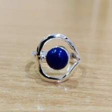 925 Sterling Silver Genuine with Lapis Lazuli Handmade Ring For Women
