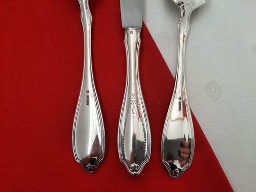WMF Englische Rose Tafelbesteck Messer Gabel Löffel 3 tlg cm 90er Silber TOP - Picture 9 of 11