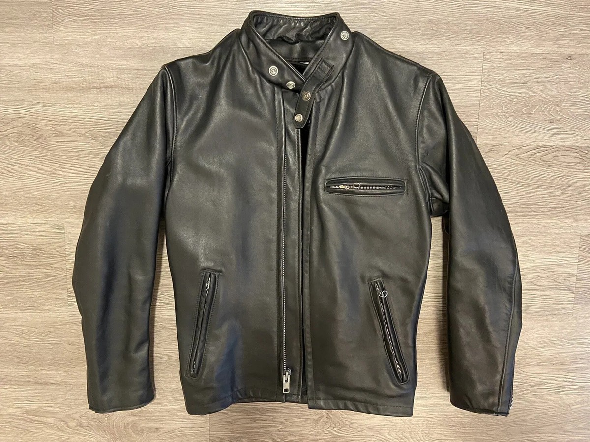 Schott Single Riders Leather Jacket Style 641 Size 34 Fur Lined | eBay