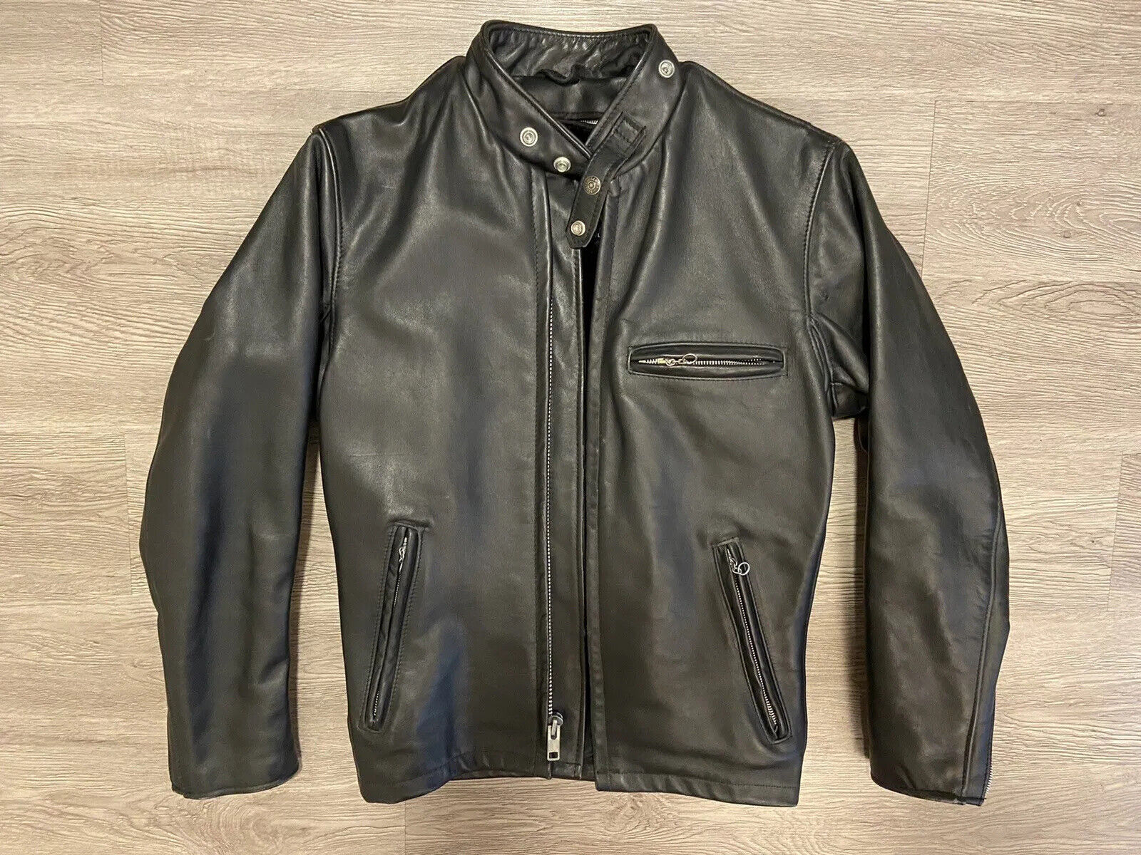 Schott Single Riders Leather Jacket Style 641 Size 34 Fur Lined