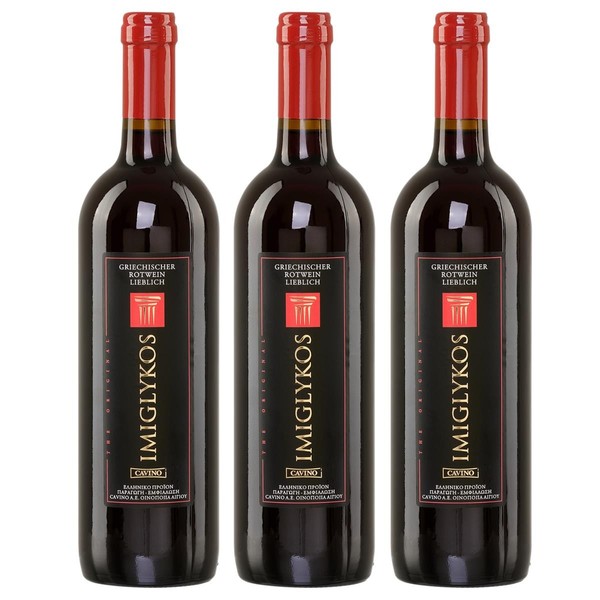 Cavino Imiglykos Rot 3X 0,75L Flasche | Lieblicher Rotwein Aus Griechenland |-image