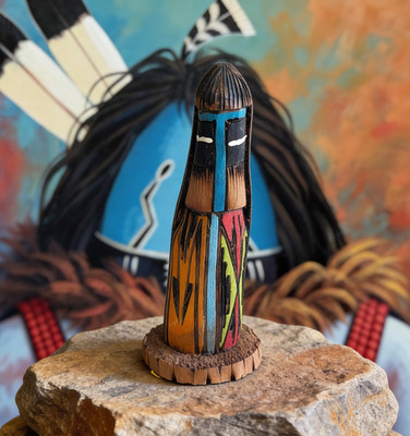 Renaldo Yazzie Navajo Long Hair Kachina Native American Root Wood  Signed w/ CO