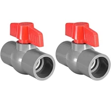 32mm PVC Ball Valve for Water Supply Pipe, Slip Connection, Grey 2Pcs