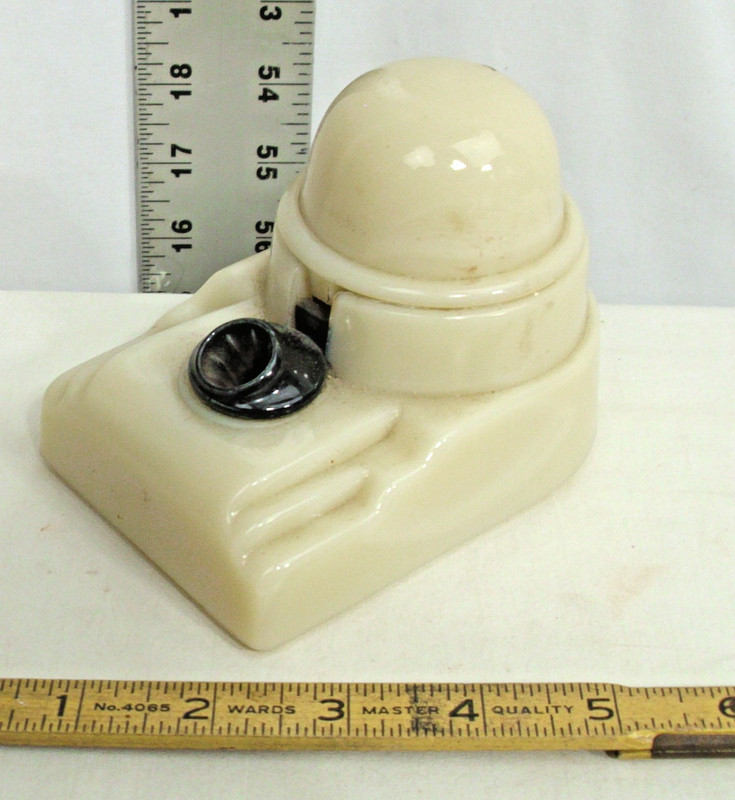 SENGBUSCH WHITE MILK GLASS ART DECO INKWELL 1930s