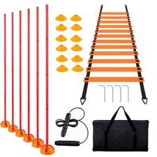 6PCS 6FT Adjustable Soccer Agility Training Poles, Soccer Agility Training Eq...