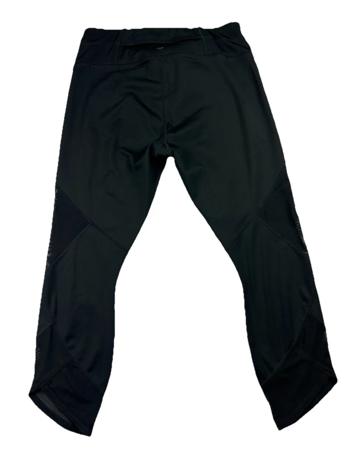 Leggings Athleta para mujer medianos negros recortados malla ribete tiro alto elásticos ropa deportiva Foto 2 de 4