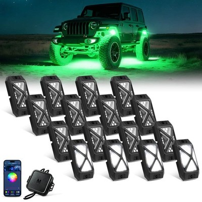 MICTUNING 16 Pods RGBW LED Rock Lights - Underglow Accent Glow Lights Waterproof