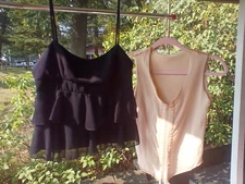 Vintage Guess Jeans S Black Ruffles Runched UP down TIE Shirt Women's SIze M