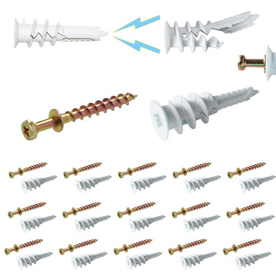 #8 Self Drilling Plastic Drywall Anchors with Bear Claw Double Headed Screw Pict