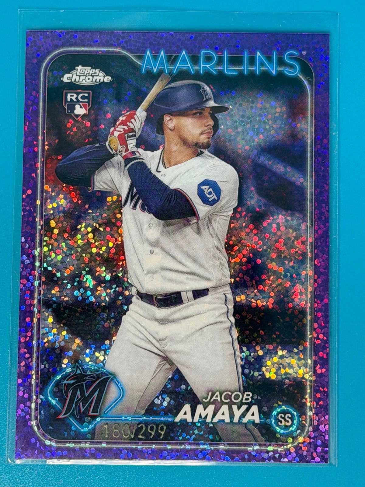 2024 Topps Chrome - Jacob Amaya #92 Purple Speckle Refractor /299 (RC)