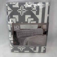 Flannel Pillowcases Gray Geometric Winter HD Designs 20x32 in Standard Set 2 NIP