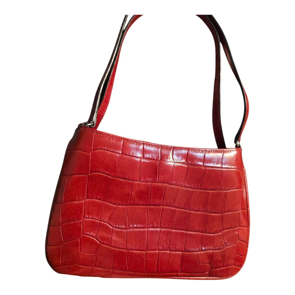 De Colección Anne Taylor Rojo Cocodrilo Imitación Cuero Bolso de Hombro Cartera Lindo Moda Kitsch Foto 3 de 4