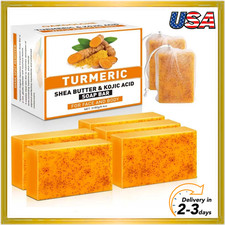 5 Pack Turmeric Kojic Acid Soap Bars 80g - Infused with Retinol, Hydrolyzed Col