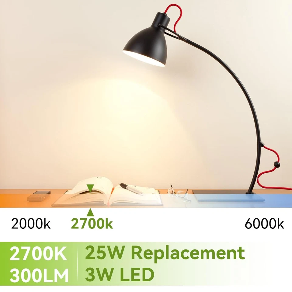 25 Watt Light Bulbs Equivalent A15 25W LED Light Bulb 2700K Soft White E26 3W... - Image 3 of 4