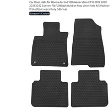 Rubber Floor Mats Custom Fit Honda Accord 2018-2022 San Auto Full Black