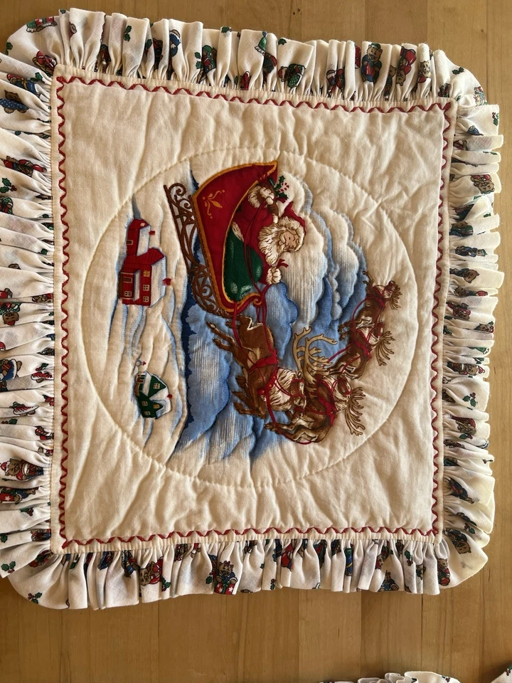 Manteles individuales de Navidad acolchados artesanales variedad, nunca usados, ¡juego de 6 hermosos! Foto 2 de 4