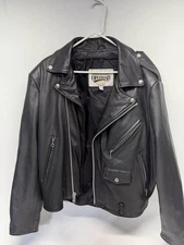 Wilsons Open Road Black Leather Motorcycle Jacket Men's L