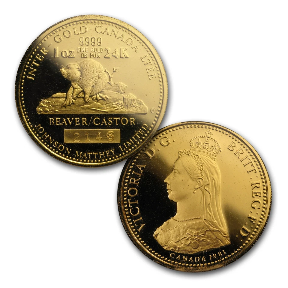 Juego redondo oro/plata 1981 JM y Mallory (LTEE Beaver/Castor) Foto 4 de 4