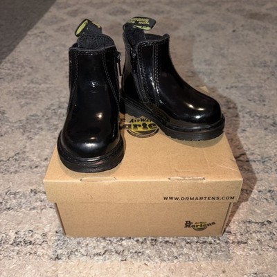 Dr. Martens Infant Banzai Black Patent Chelsea Boots - UK Size 4 Kids - Boxed