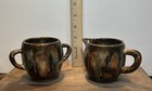 Dryden Pottery Creamer & Sugar Bowl 2pc Set, Brown/Green Drip, Glossy Handles — photo 4
