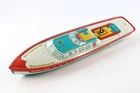 Vtg 1950s Peggy Jane Tin Wind Up Speed Boat J Chein