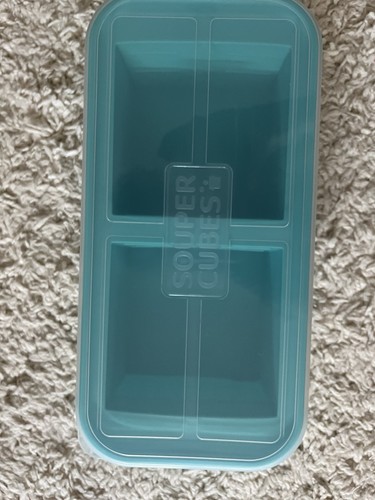 SOUPER CUBES 2 Tassen Silikon Gefrierfach mit Deckel Aqua Blau