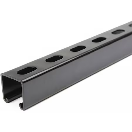 Zoro Select Fs-200Ss Fbk 24.00 Single Channel Strut, Slotted, Steel, Painted,,