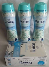 Lot of 4 - Downy Products 3 In-Wash Scent Beads Cool Cotton & 50pk Fabric Sheets