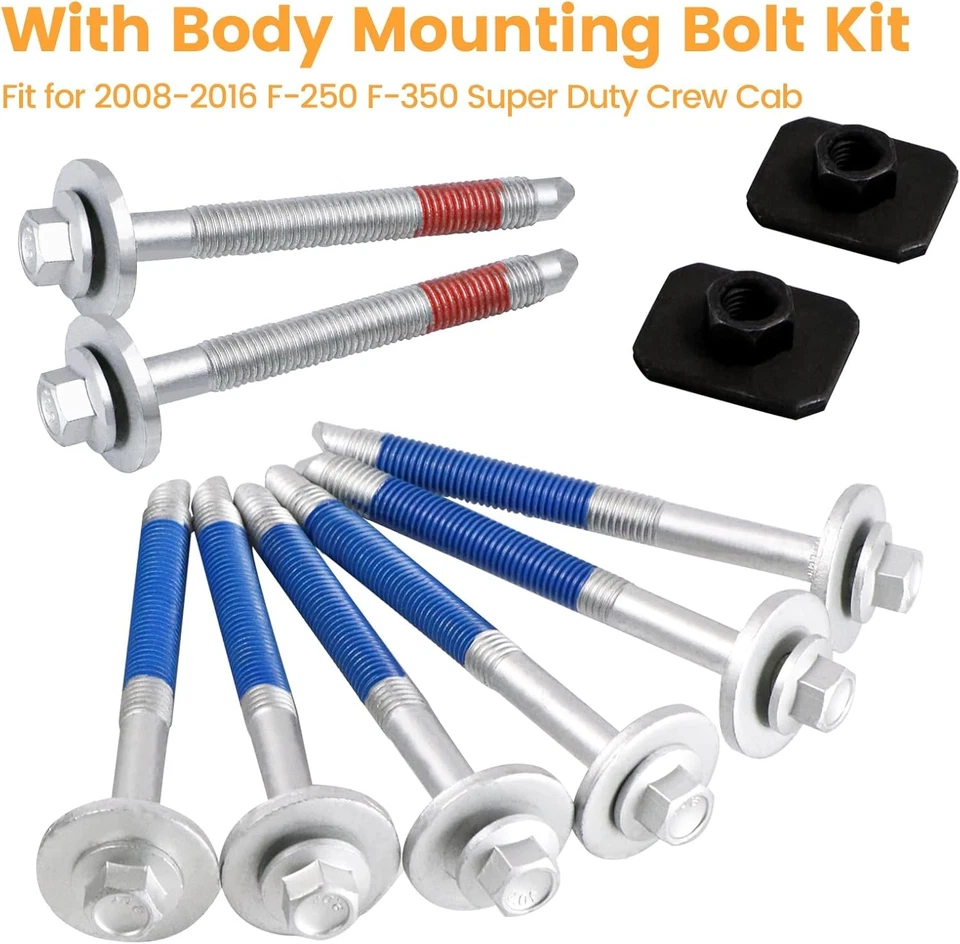 Silicone Body Mount Bushings Bolt Kit For Ford F250 F350 08-16 Crew Cab 2/4WD - Image 4 of 4