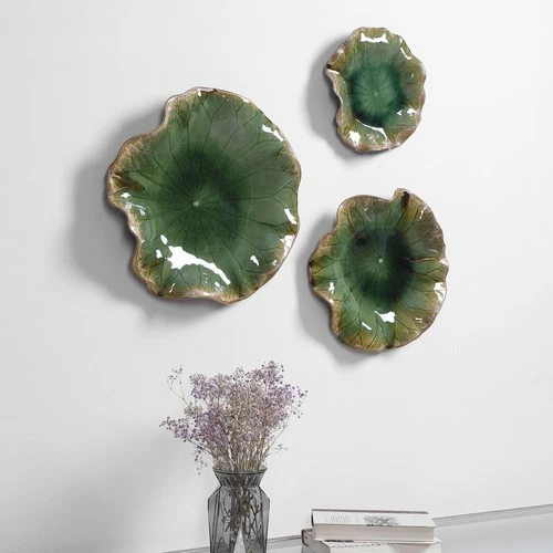 Uttermost 042-ABELLA Abella Ceramic Flower Trio Wall and Table - Forest Green - Picture 11 of 11