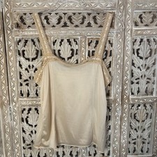 Vintage 100 Nylon Tricot Interweaving Lace Y2K 90s Fairy Coquette Dainty Cami-M